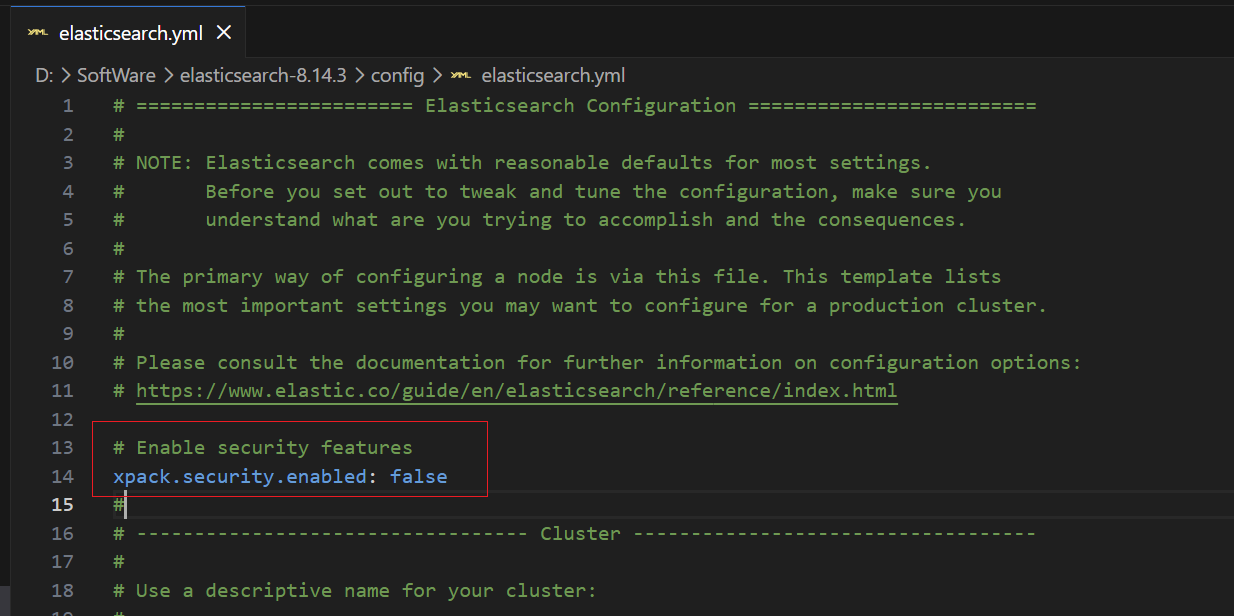 config/elasticsearch.yml具体修改